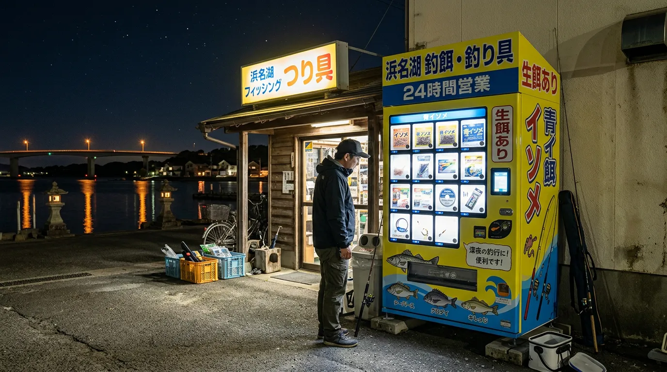 【浜名湖のエサ自販機ガイド】深夜・早朝の強い味方！設置場所まとめ