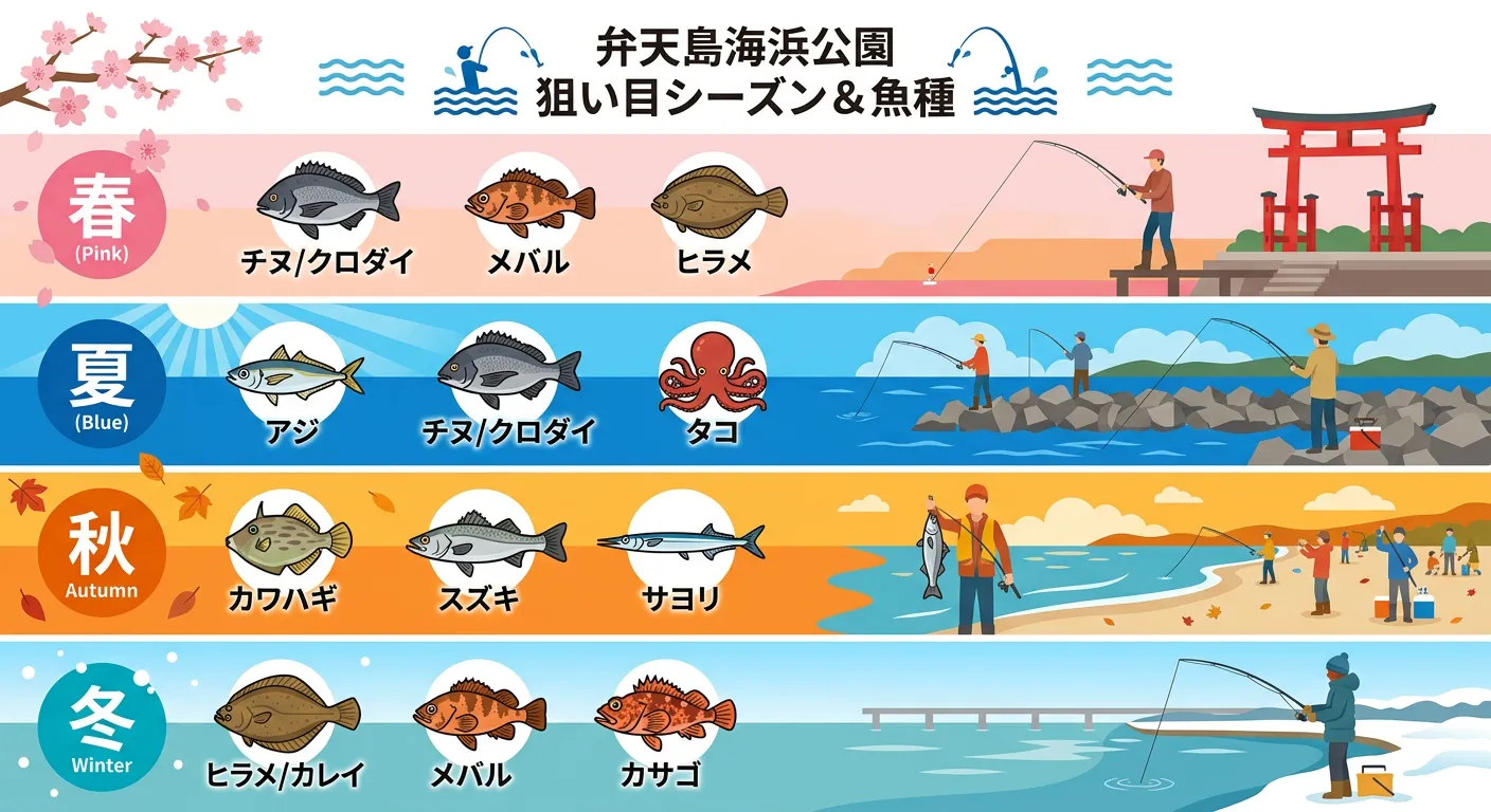 弁天島海浜公園の釣りシーズンと狙い目