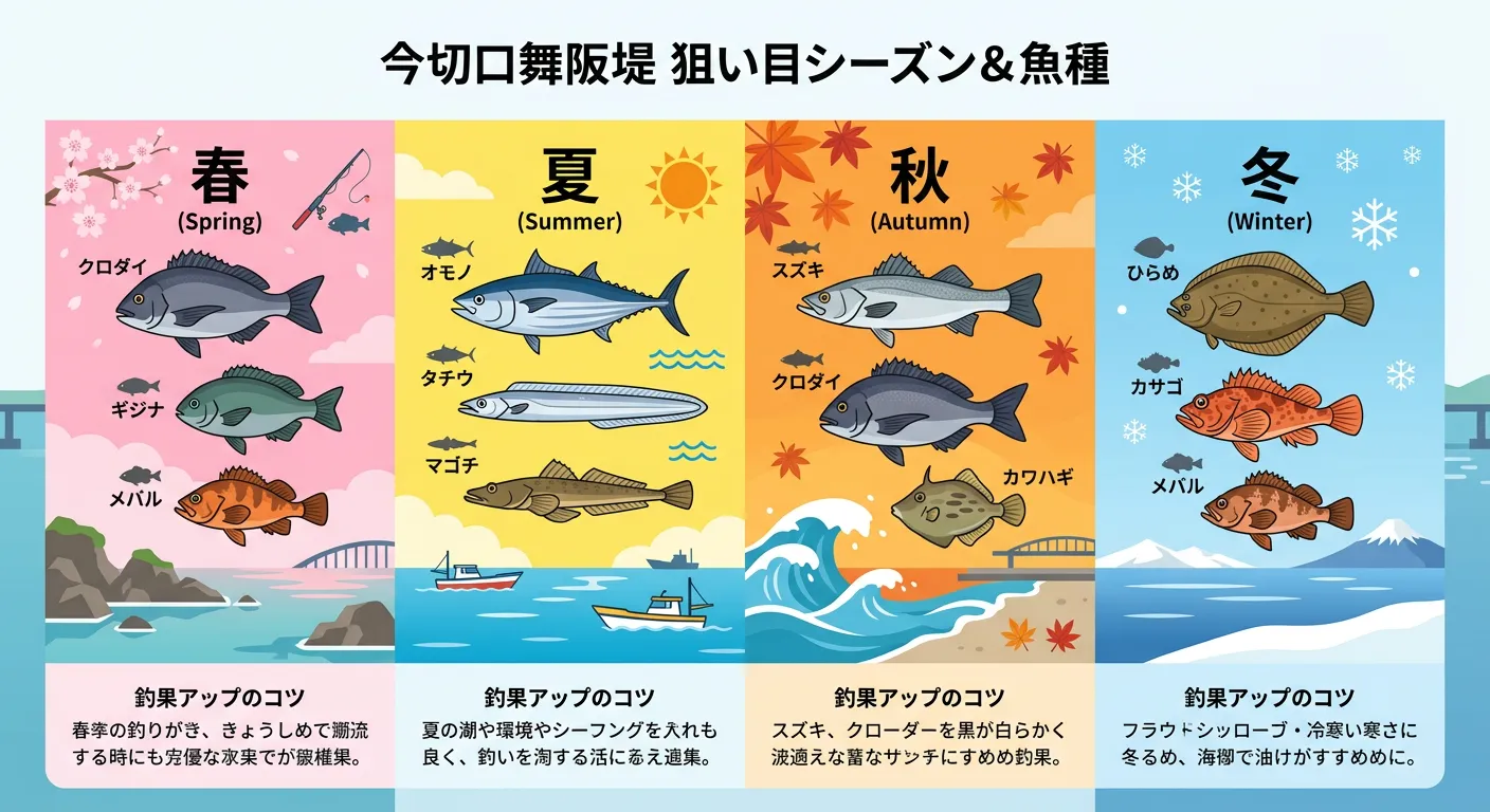 今切口舞阪堤の釣りシーズンと狙い目