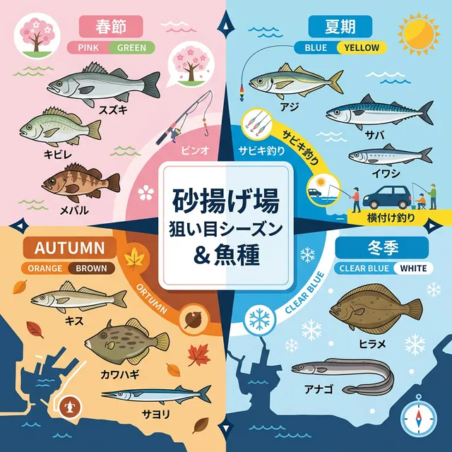 砂揚げ場の釣りシーズンと狙い目