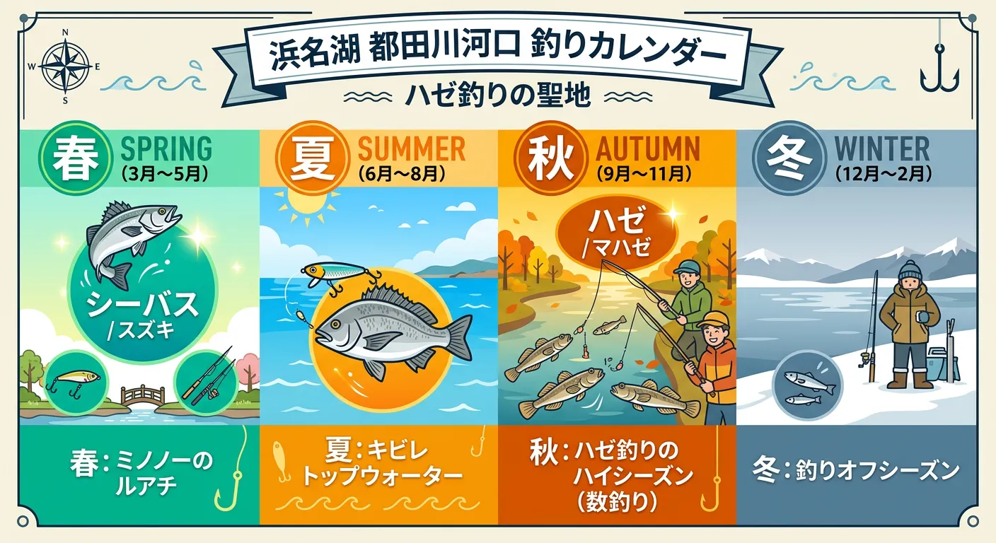 都田川河口のシーズン別攻略ガイド