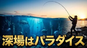 深場はパラダイス。冬でも水深があるエリアは、そこにエサを届かせれば魚を釣れる。